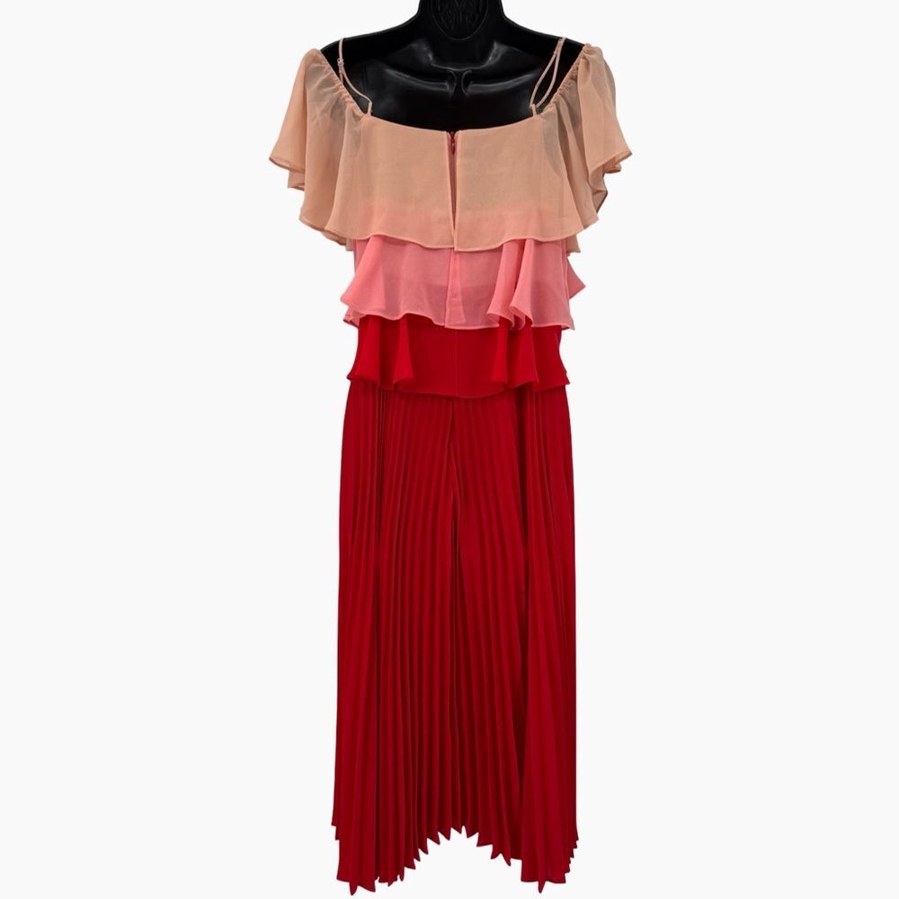 Anthropologie Delfi Collective Madeira Tiered Midi Dress Peach/Pink/Red | Small - Picture 5 of 9